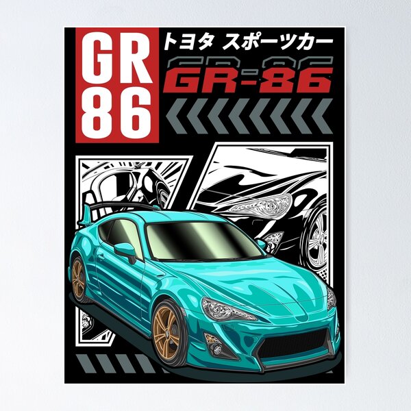 Item preview, JDM Teal Toyota GR86 Comic Style designed and sold by JDM Guyvit.