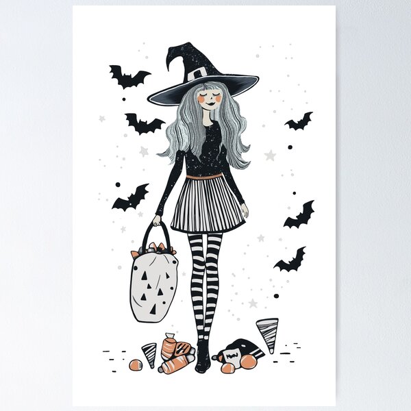 Artikelvorschau, Kleine Halloween-Hexe zu Fuß entworfen und verkauft von HappyCanva.