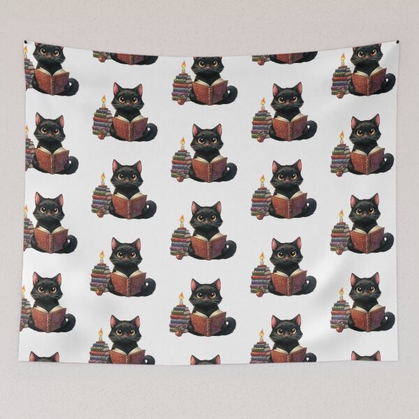 Item preview, Cute Black Cat Reading Enchanted Book designed and sold by darsh30.