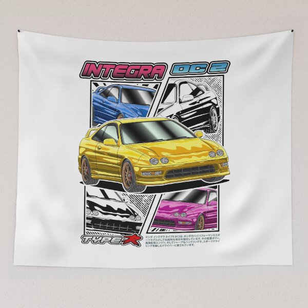Item preview, Yellow Honda Integra Type R DC2 Comic Style designed and sold by JDM Guyvit.
