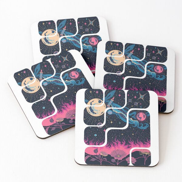 Item preview, Psychedelic Cosmic Compass - Celestial Floral Space Art designed and sold by MiszungART.