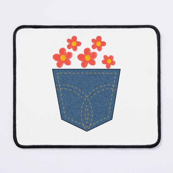 Item preview, Denim Pocket and Flowers Cute Blue Orange Stylish Jeans designed and sold by Sketchbook Studio by Aqsaa.