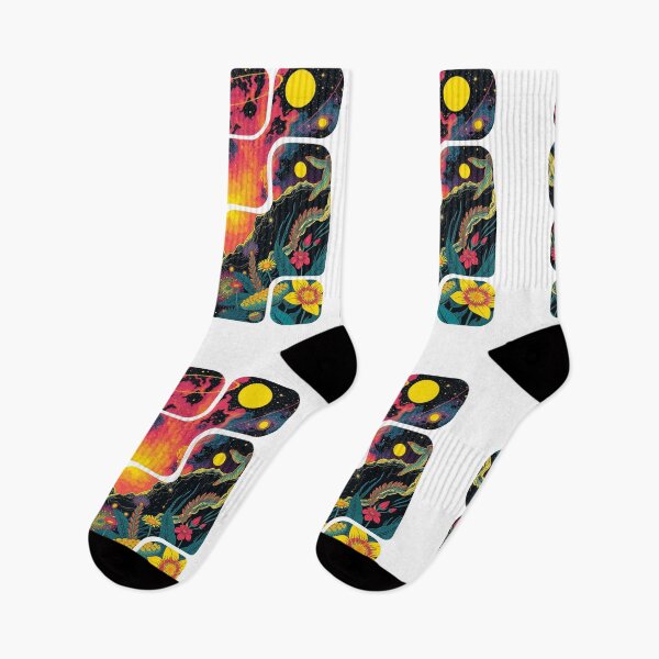 Item preview, Psychedelic Cosmic Compass - Celestial Floral Space Art designed and sold by MiszungART.