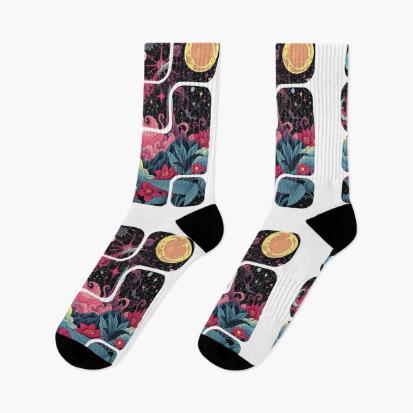 Item preview, Psychedelic Cosmic Compass - Celestial Floral Space Art designed and sold by MiszungART.