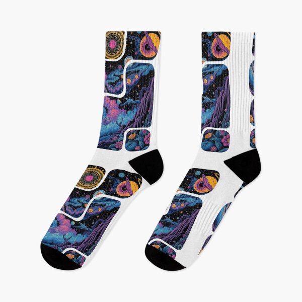 Item preview, Psychedelic Cosmic Compass - Celestial Floral Space Art designed and sold by MiszungART.