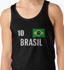 Brazil World Soccer Cup Jersey Number 10 World Football Cup 2018 Vintage Distressed Tank Top