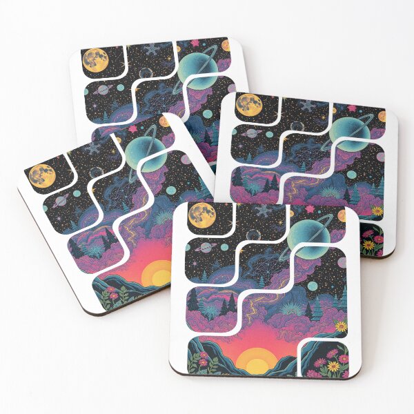 Item preview, Psychedelic Cosmic Compass - Celestial Floral Space Art designed and sold by MiszungART.