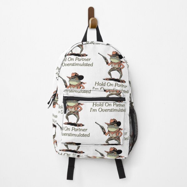 Item preview, Hold On Partner I'm Overstimulated Frog Meme Design designed and sold by LoveMingle.