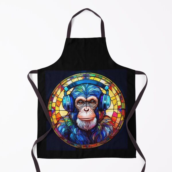 Item preview, Stained Glass Chimpanzee in Headphones designed and sold by Boxing Kangaroo Retail Company.