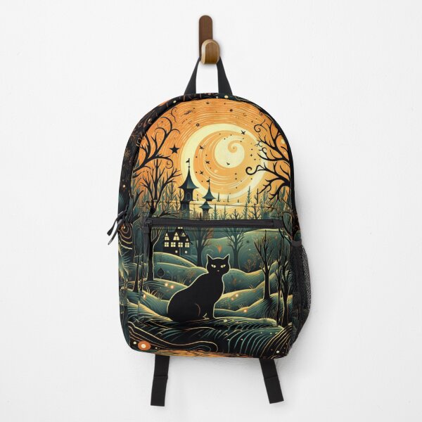 Item preview, Vintage Cat Halloween Scene Black Occult House Pumpkin designed and sold by GrinGalore.