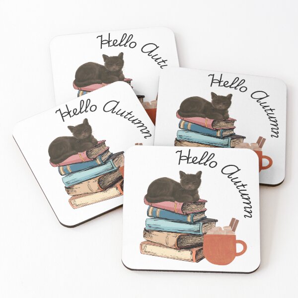 Item preview, Hello Autumn Books Cats and Coffee designed and sold by SCcreative14.