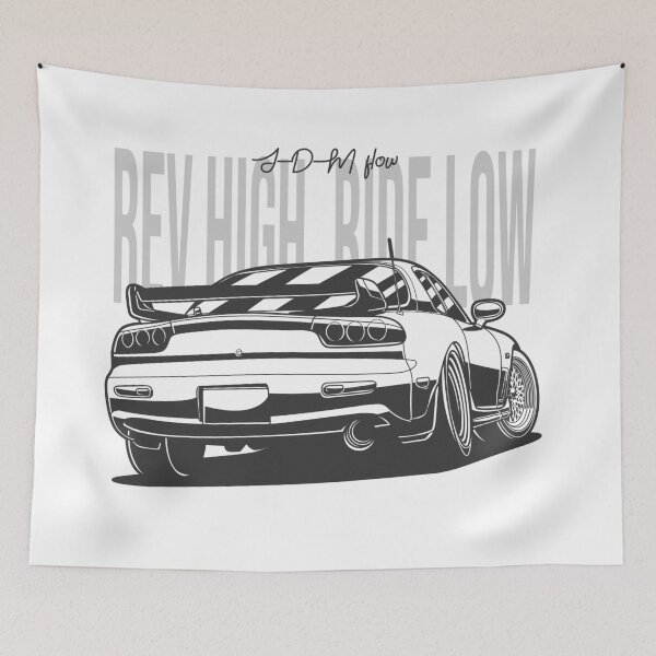 Aperçu de l'œuvre Dessin au trait JDM Mazda RX-7 FD3S créée et vendue par TrilogyMerch.
