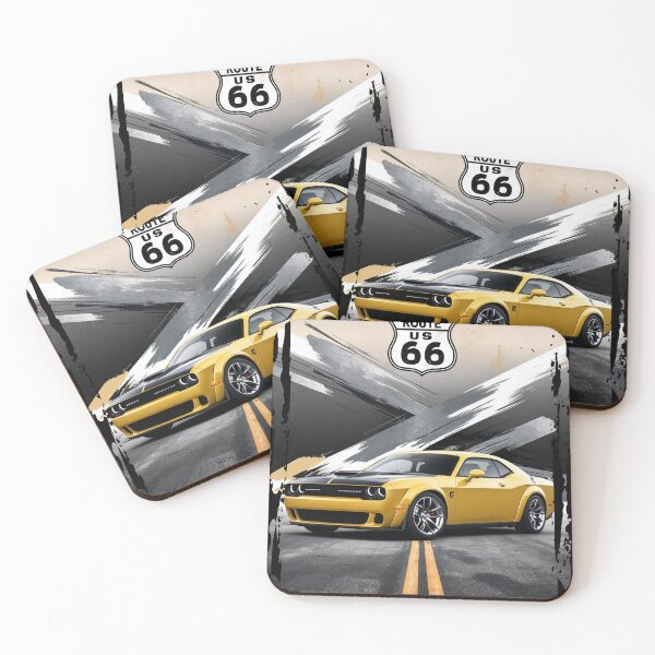 Item preview, Yellow American Muscle Car Route 66 hellcat designed and sold by ArtisticPen-art.