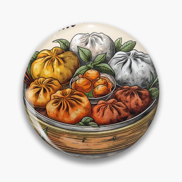 Item preview, Dim Sum and Then Some, Cute Bamboo Steamer with Dumplings, Spring Rolls, and Buns for Asian Food Lovers, Traditional Chinese Cuisine Design designed and sold by Noodle Doodle.