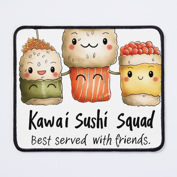 Item preview, Kawaii Sushi Squad, Cute Cartoon Sushi Characters Holding Hands, Playful Japanese Food Design for Sushi Lovers designed and sold by Noodle Doodle.