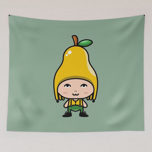 Item preview, Cute character in pear fruit costume cartoon designed and sold by merupa.
