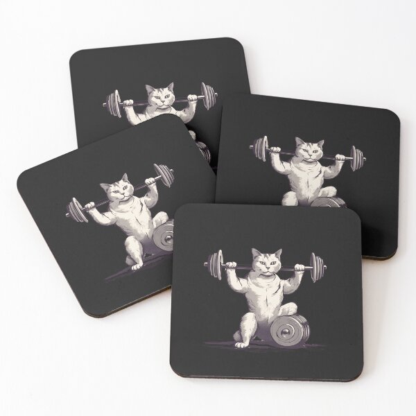 Item preview, Weightlifting determined cat! Crossfit workout sport fit gym cat animal funny designed and sold by JustAPhaser.
