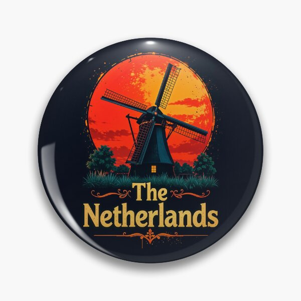 Item preview, The Netherlands Retro Windmill Design designed and sold by TheArtOfPat.