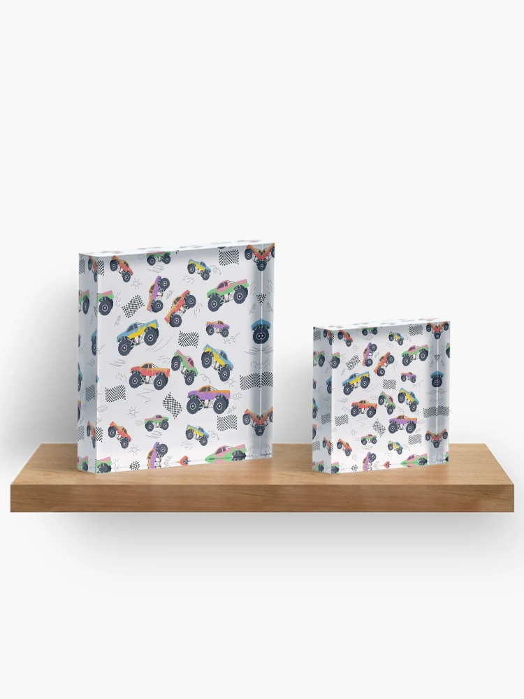 Thumbnail 3 of 5, Acrylic Block, Colorful Racing Trucks Racing Pattern designed and sold by idovedesign.