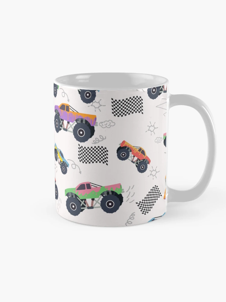 Thumbnail 3 of 6, Coffee Mug, Colorful Racing Trucks Racing Pattern designed and sold by idovedesign.