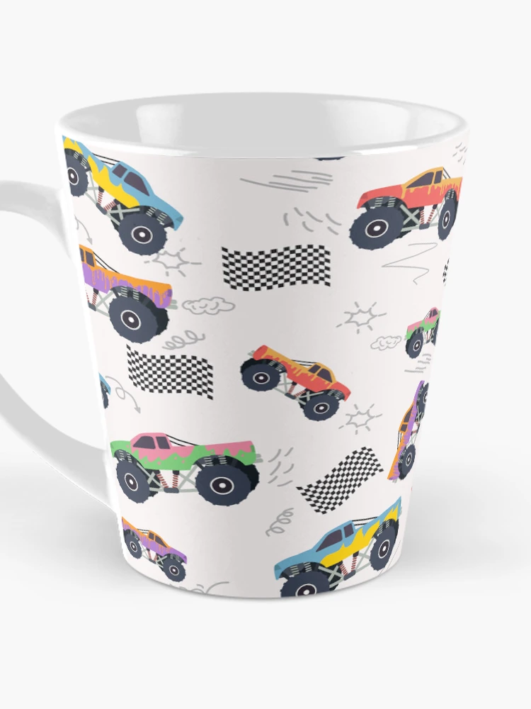 Thumbnail 3 of 4, Coffee Mug, Colorful Racing Trucks Racing Pattern designed and sold by idovedesign.