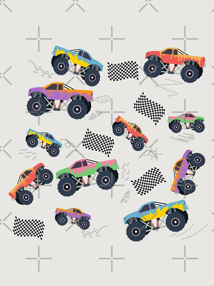 Thumbnail 6 of 6, Premium Oversized Hoodie, Colorful Racing Trucks Racing Pattern designed and sold by idovedesign.