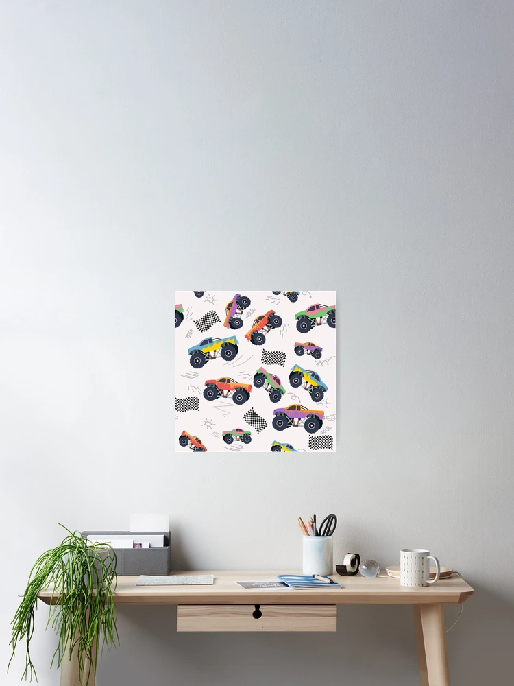 Thumbnail 2 of 3, Poster, Colorful Racing Trucks Racing Pattern designed and sold by idovedesign.