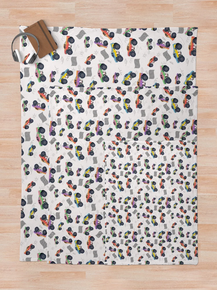 Thumbnail 5 of 6, Throw Blanket, Colorful Racing Trucks Racing Pattern designed and sold by idovedesign.