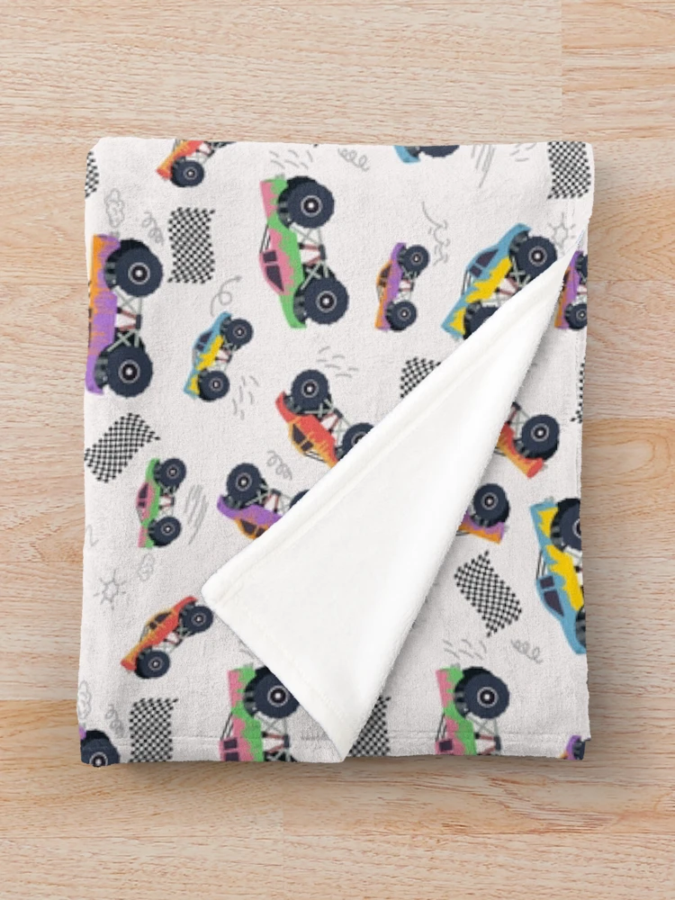 Thumbnail 3 of 6, Throw Blanket, Colorful Racing Trucks Racing Pattern designed and sold by idovedesign.