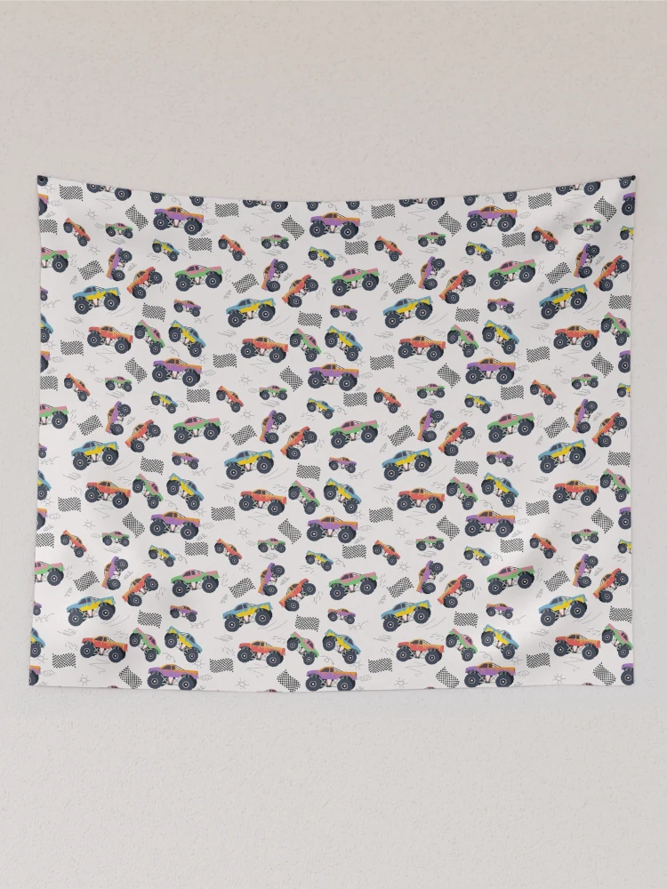 Thumbnail 2 of 3, Tapestry, Colorful Racing Trucks Racing Pattern designed and sold by idovedesign.