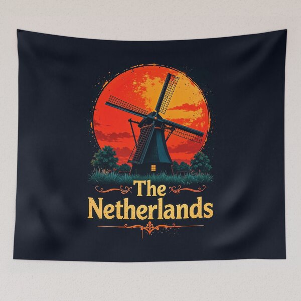 Item preview, The Netherlands Retro Windmill Design designed and sold by TheArtOfPat.