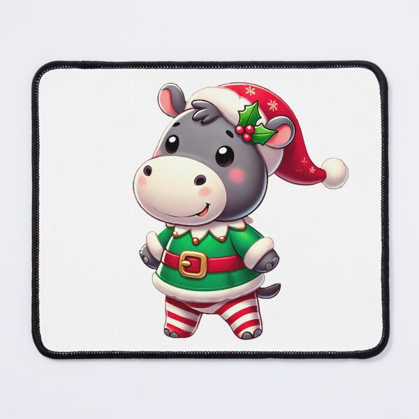 Item preview, Cute Christmas Hippo Dressed as Elf with Santa Hat designed and sold by Chokhdi289shop.