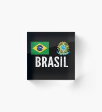 Brazil World Soccer Cup Jersey World Football Cup 2018 Vintage Distressed Acrylic Block