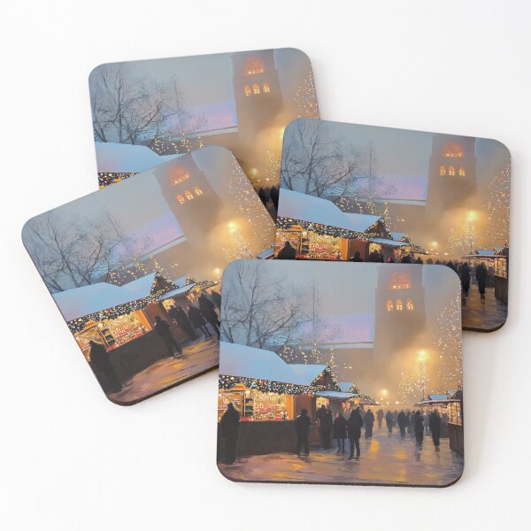 Item preview, Christmas Market Oil Painting Travel Art designed and sold by rexsumma.