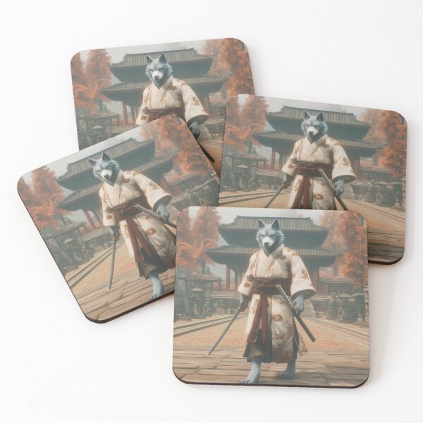 Item preview, Samurai Wolf in Autumn Temple designed and sold by landletsy.