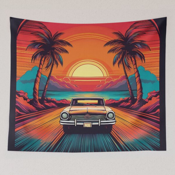 Item preview, Retro Car Sunset Drive Art designed and sold by RaiyaTees.