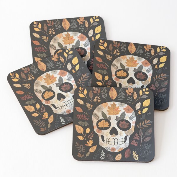 Item preview, Autumn Skull with Leaves designed and sold by landletsy.