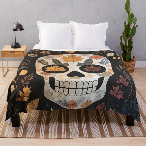 Item preview, Autumn Skull with Leaves designed and sold by landletsy.