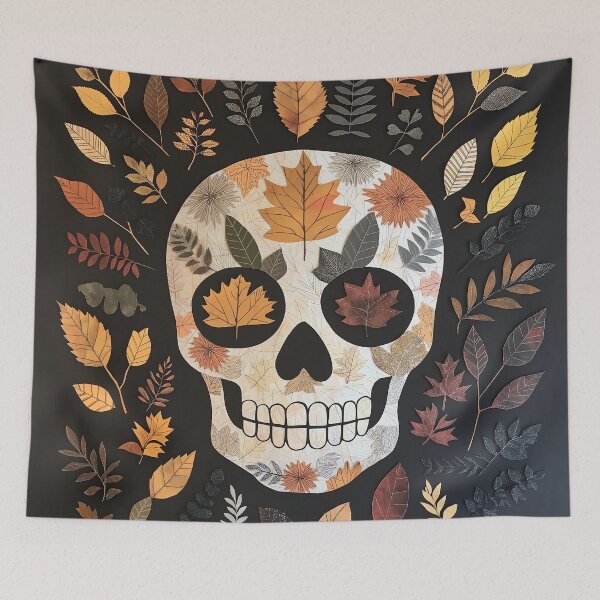 Item preview, Autumn Skull with Leaves designed and sold by landletsy.