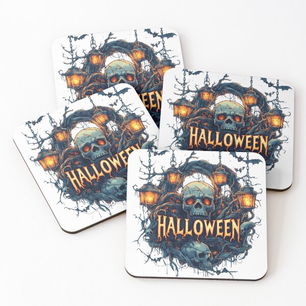 Item preview, Gothic style Halloween design featuring skull, lanterns, and bats designed and sold by put1mali19.