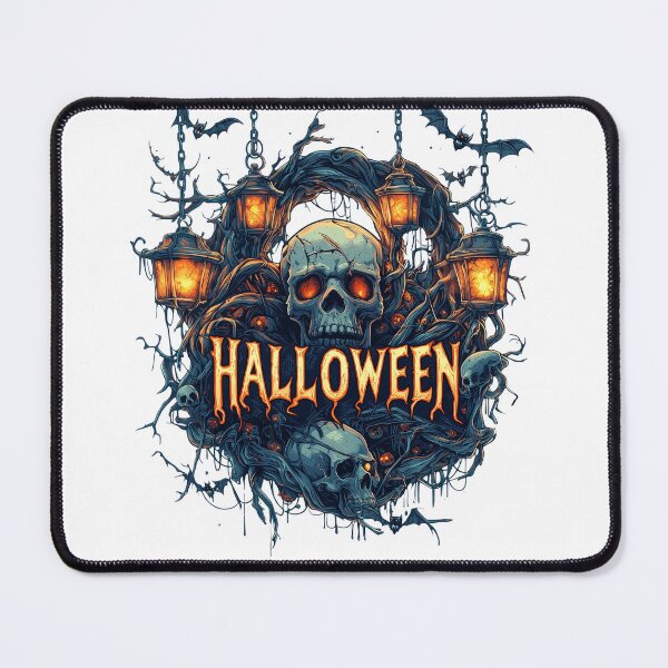 Item preview, Gothic style Halloween design featuring skull, lanterns, and bats designed and sold by put1mali19.