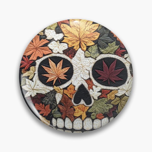 Item preview, Embroidered Autumn Leaf Skull designed and sold by landletsy.