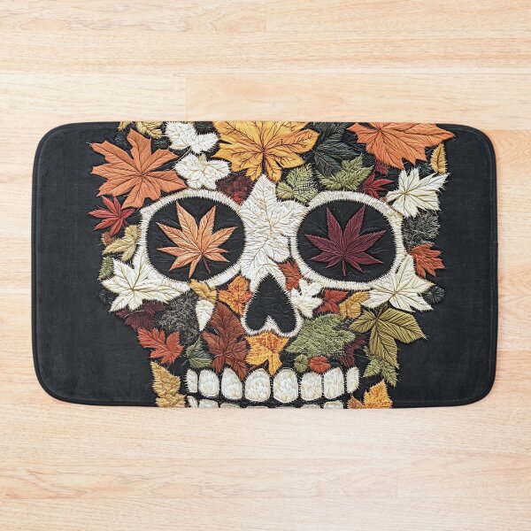 Item preview, Embroidered Autumn Leaf Skull designed and sold by landletsy.