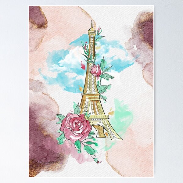 Artikelvorschau, "Paris Love" Aquarell Eiffelturm entworfen und verkauft von miazephyr.