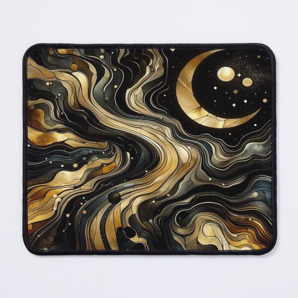 Item preview, Midnight Wave - Black & Gold - Abstract Fluid Art in the style of Piccaso designed and sold by FotoworldEdel.