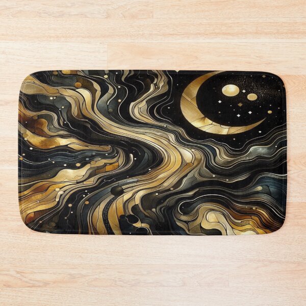 Item preview, Midnight Wave - Black & Gold - Abstract Fluid Art in the style of Piccaso designed and sold by FotoworldEdel.