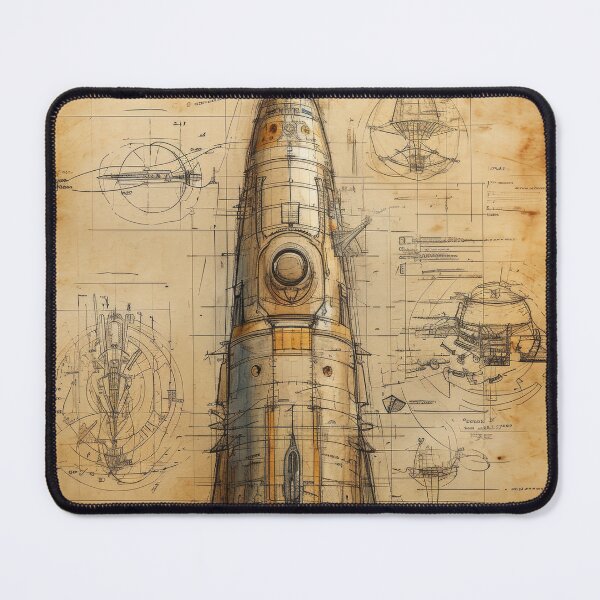 Item preview, Retro-futuristic technical drawings of steampunk space rockets designed and sold by Piotrek0001.