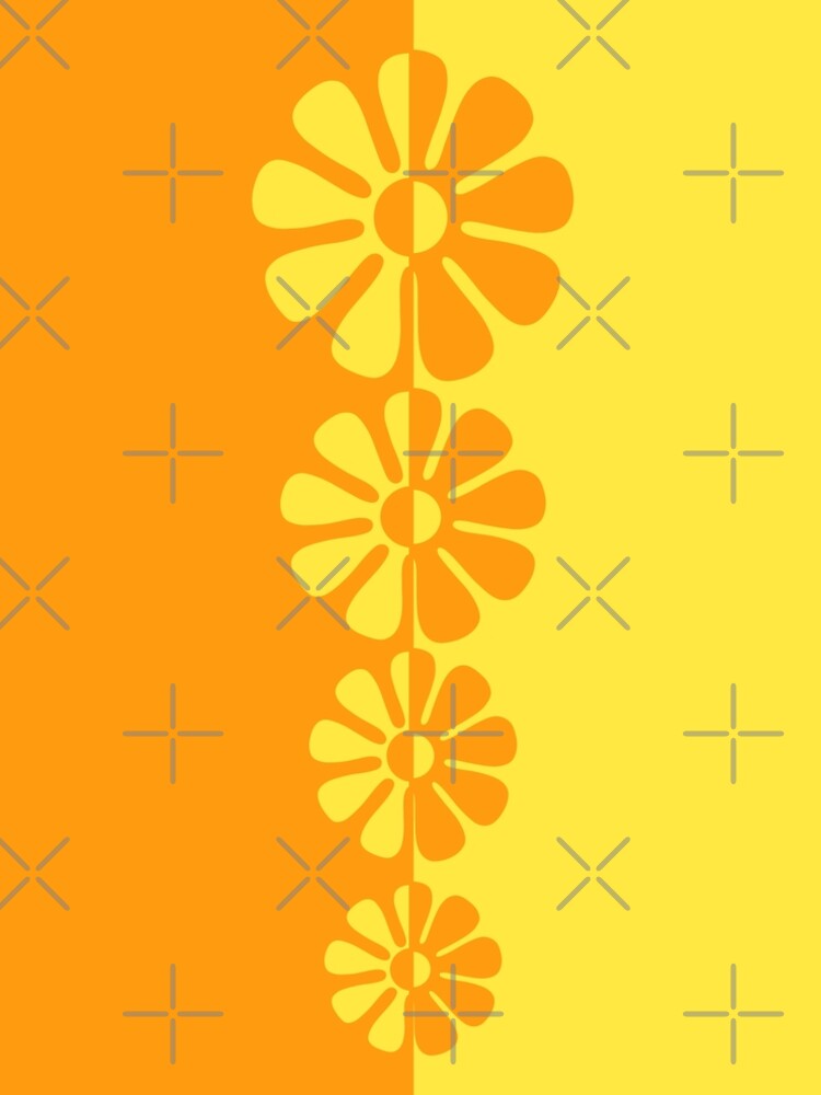 Thumbnail 4 of 4, A-Line Dress, 60's Bold Retro Mod Flowers in Orange and Yellow designed and sold by MellowCat.