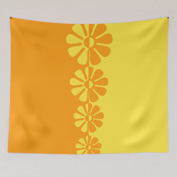 Item preview, 60's Bold Retro Mod Flowers in Orange and Yellow designed and sold by MellowCat.