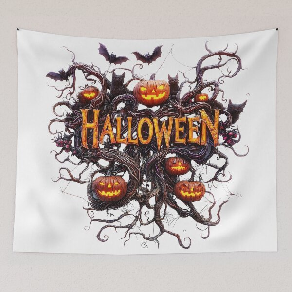 Item preview, Spooky Halloween decorations featuring carved pumpkins designed and sold by put1mali19.